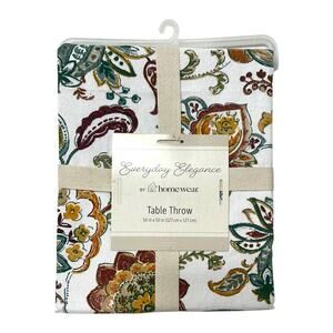 Homewear Table Throw 50x50‎ Jacobean Dream India Cotton NWT Cottagecore Decor